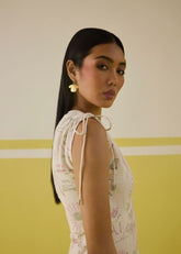 A Model Wearing Multicolor Handwoven Organic Cotton Shine Bright Fitted Dress , curated by Only Ethikal